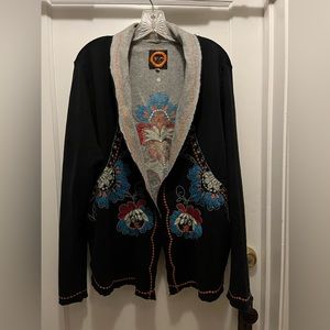 Johnny Was Biya embroidered cardigan